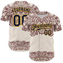 Загрузить изображение в средство просмотра галереи, Custom Cream Navy Red-Yellow 3D Pattern Design Burner Costumes Paisley Bandana Authentic Baseball Jersey