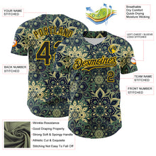 Загрузить изображение в средство просмотра галереи, Custom Green Black-Yellow 3D Pattern Design Burner Costumes Paisley Bandana Authentic Baseball Jersey