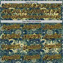 Загрузить изображение в средство просмотра галереи, Custom Green Black-Yellow 3D Pattern Design Burner Costumes Paisley Bandana Authentic Baseball Jersey
