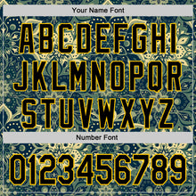 Загрузить изображение в средство просмотра галереи, Custom Green Black-Yellow 3D Pattern Design Burner Costumes Paisley Bandana Authentic Baseball Jersey