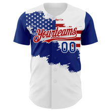 Загрузить изображение в средство просмотра галереи, Custom White Royal-Red 3D American Flag Authentic Baseball Jersey