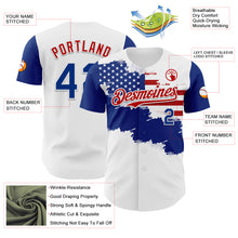 Загрузить изображение в средство просмотра галереи, Custom White Royal-Red 3D American Flag Authentic Baseball Jersey