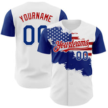 Загрузить изображение в средство просмотра галереи, Custom White Royal-Red 3D American Flag Authentic Baseball Jersey
