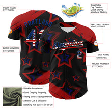 Charger l'image dans la galerie, Custom Red USA Flag Black-Royal 3D America-Inspired Authentic Baseball Jersey