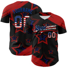 Charger l'image dans la galerie, Custom Red USA Flag Black-Royal 3D America-Inspired Authentic Baseball Jersey
