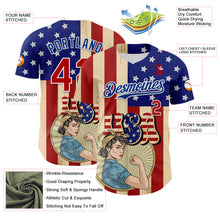 Load image into Gallery viewer, Custom Cream Red Royal-White 3D Retro American Flag Authentic Baseball Jersey