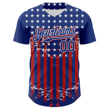 Laden Sie das Bild in den Galerie-Viewer, Custom Royal Red-White 3D Retro American Flag Authentic Baseball Jersey
