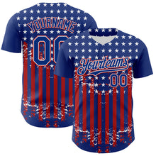 Laden Sie das Bild in den Galerie-Viewer, Custom Royal Red-White 3D Retro American Flag Authentic Baseball Jersey
