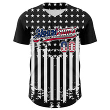 Загрузить изображение в средство просмотра галереи, Custom Black USA Flag-White 3D Retro American Flag Authentic Baseball Jersey