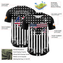 Загрузить изображение в средство просмотра галереи, Custom Black USA Flag-White 3D Retro American Flag Authentic Baseball Jersey