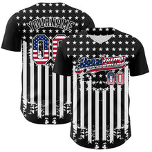 Загрузить изображение в средство просмотра галереи, Custom Black USA Flag-White 3D Retro American Flag Authentic Baseball Jersey