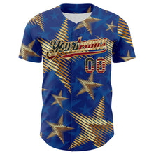 Загрузить изображение в средство просмотра галереи, Custom Royal Vintage USA Flag Old Gold-Red 3D American Flag America-Inspired Stars Authentic Baseball Jersey