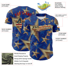 Загрузить изображение в средство просмотра галереи, Custom Royal Vintage USA Flag Old Gold-Red 3D American Flag America-Inspired Stars Authentic Baseball Jersey