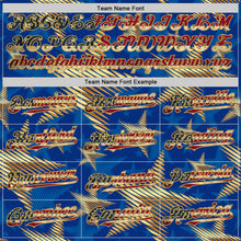 Загрузить изображение в средство просмотра галереи, Custom Royal Vintage USA Flag Old Gold-Red 3D American Flag America-Inspired Stars Authentic Baseball Jersey