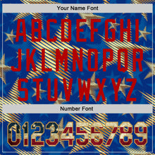 Загрузить изображение в средство просмотра галереи, Custom Royal Vintage USA Flag Old Gold-Red 3D American Flag America-Inspired Stars Authentic Baseball Jersey