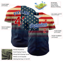 Загрузить изображение в средство просмотра галереи, Custom Navy Red Royal-White 3D Gradient Retro American Flag Authentic Baseball Jersey