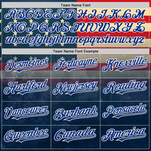 Загрузить изображение в средство просмотра галереи, Custom Navy Red Royal-White 3D Gradient Retro American Flag Authentic Baseball Jersey