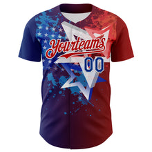 Загрузить изображение в средство просмотра галереи, Custom Red Royal-White 3D Gradient American Flag America-Inspired Authentic Baseball Jersey