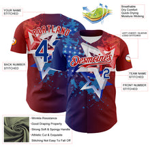 Загрузить изображение в средство просмотра галереи, Custom Red Royal-White 3D Gradient American Flag America-Inspired Authentic Baseball Jersey