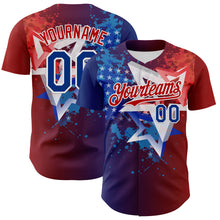 Загрузить изображение в средство просмотра галереи, Custom Red Royal-White 3D Gradient American Flag America-Inspired Authentic Baseball Jersey