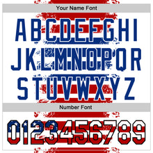 Загрузить изображение в средство просмотра галереи, Custom White USA Flag Red Royal-Black 3D Gradient Retro Stripe American Flag Authentic Baseball Jersey