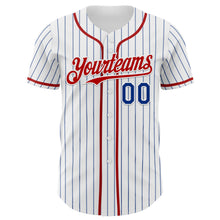 Load image into Gallery viewer, Custom White Blue Pinstripe Royal-Red 3D American Flag National Symbols Authentic Baseball Jersey