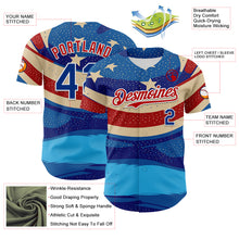 Laden Sie das Bild in den Galerie-Viewer, Custom Blue Royal Red-White 3D Retro American Flag Authentic Baseball Jersey