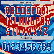 Laden Sie das Bild in den Galerie-Viewer, Custom Blue Royal Red-White 3D Retro American Flag Authentic Baseball Jersey