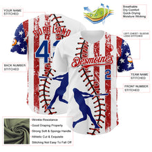 Загрузить изображение в средство просмотра галереи, Custom White Royal-Red 3D American Flag Authentic Baseball Jersey