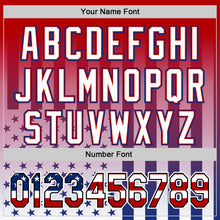 Load image into Gallery viewer, Custom Red USA Flag Royal Black-White 3D Gradient American Flag Authentic Baseball Jersey