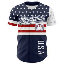 Charger l'image dans la galerie, Custom Navy Star Red-White 3D American Flag Authentic Baseball Jersey