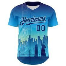 Load image into Gallery viewer, Custom Blue Royal-Ice Blue 3D Pattern Design New York Cityscape Statue Of Liberty Authentic Baseball Jersey