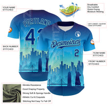 Load image into Gallery viewer, Custom Blue Royal-Ice Blue 3D Pattern Design New York Cityscape Statue Of Liberty Authentic Baseball Jersey
