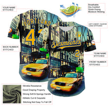 Load image into Gallery viewer, Custom Green Gold-Thunder Blue 3D Pattern Design New York Cityscape Statue Of Liberty Authentic Baseball Jersey