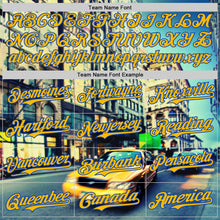 Load image into Gallery viewer, Custom Green Gold-Thunder Blue 3D Pattern Design New York Cityscape Statue Of Liberty Authentic Baseball Jersey