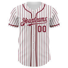 Charger l'image dans la galerie, Custom White Crimson Pinstripe Crimson 3D Pattern Design New York Cityscape Authentic Baseball Jersey