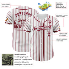 Charger l'image dans la galerie, Custom White Crimson Pinstripe Crimson 3D Pattern Design New York Cityscape Authentic Baseball Jersey