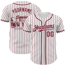 Charger l'image dans la galerie, Custom White Crimson Pinstripe Crimson 3D Pattern Design New York Cityscape Authentic Baseball Jersey