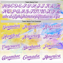 Load image into Gallery viewer, Custom White Medium Purple 3D Pattern Design New York Cityscape Sunrise Authentic Baseball Jersey