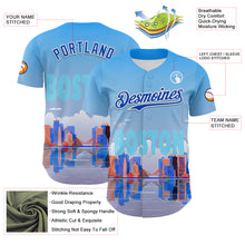 Load image into Gallery viewer, Custom Blue Thunder Blue-White 3D Pattern Design Boston Cityscape Skyline Authentic Baseball Jersey
