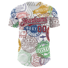 Load image into Gallery viewer, Custom White Crimson-Black 3D Pattern Design Boston Cityscape Stamp Authentic Baseball Jersey