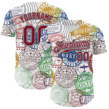 Load image into Gallery viewer, Custom White Crimson-Black 3D Pattern Design Boston Cityscape Stamp Authentic Baseball Jersey