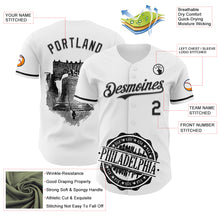 Load image into Gallery viewer, Custom White Black 3D Pattern Design Philadelphia Cityscape Liberty Bell Authentic Baseball Jersey