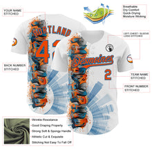 Загрузить изображение в средство просмотра галереи, Custom White Orange-Blue 3D Pattern Design Philadelphia Cityscape Skyline Authentic Baseball Jersey