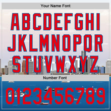 Загрузить изображение в средство просмотра галереи, Custom White Fire Red-Blue 3D Pattern Design Detroit Cityscape Skyline Authentic Baseball Jersey