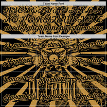 Load image into Gallery viewer, Custom Black Old Gold 3D Pattern Design Detroit Cityscape Steampunk Engine Bull Authentic Baseball Jersey