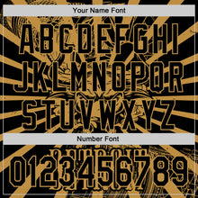 Load image into Gallery viewer, Custom Black Old Gold 3D Pattern Design Detroit Cityscape Steampunk Engine Bull Authentic Baseball Jersey