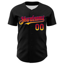 Load image into Gallery viewer, Custom Black Orange-Dark Purple 3D Pattern Design Gradient Miami Cityscape Sunset Authentic Baseball Jersey