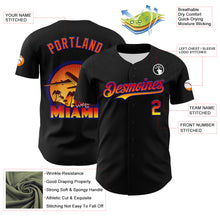 Load image into Gallery viewer, Custom Black Orange-Dark Purple 3D Pattern Design Gradient Miami Cityscape Sunset Authentic Baseball Jersey