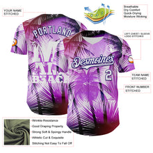 Загрузить изображение в средство просмотра галереи, Custom Purple White-Dark Purple 3D Pattern Design Gradient Miami Cityscape Hawaii Tropical Palm Tree Authentic Baseball Jersey